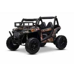Dječji auto na akumulator UTV 24V, Crna, dvosjed, 2 x 200 W motor, Litijeva baterija, EVA kotači, ovjes osovine, električna kočnica, tapecirano sjedalo, 2.4 GHz daljinski upravljač, USB, AUX
