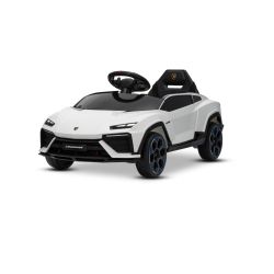 Električni autić Lamborghini Lanzador 12V sa stražnjim pogonom i registracijom (jednosjed), bijeli, litijeva baterija, LED svjetla, široko sjedalo, 2,4 GHz daljinski upravljač, MP3 player s USB/AUX ulazom i Bluetooth vezom