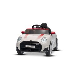 Električni autić BMW Mini Cooper 12V, bijeli, USB ulaz s Bluetooth vezom za MP3 player, 2,4 GHz daljinski upravljač, 2 x 25W motor, litijeva baterija, LED svjetla, ORIGINALNA registracijska dozvola