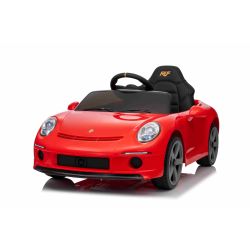 Električni autić RUF GT 12V, crveni, Otvarajuća vrata, 2.4 GHz daljinski upravljač, LED svjetla sprijeda i straga, USB/Aux ulaz, litijeva baterija, 2 X 35W motor, ORIGINALNA registracijska dozvola