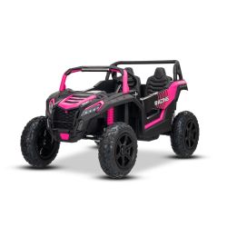 Električni autić UTV XXL 24V, ružičasta, dvosjed, motor s diferencijalom, gumeni kotači na napuhavanje, opružne stražnje osovine, disk kočnica, podstavljeno sjedalo, podesivi volan, bluetooth, MP3 player s USB/SD ulazom