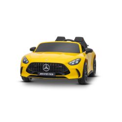 Električni autić Mercedes GT63 AMG 24V s 4x4 pogonom, žuti, dvosjed, podesivo vozačevo sjedalo, mekani EVA kotači, 2,4 GHz daljinski upravljač, USB/Bluetooth, motori od 200 W, ovjes, litijeva baterija, LED svjetla sprijeda i straga, ORIGINALNA registracij