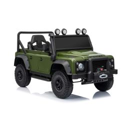 Električni autić Land Rover Defender 110 SVX 12V, zeleni, 4X4 pogon, LED svjetla, ovjes prednjih i stražnjih kotača, 2.4 GHz daljinski upravljač, USB/Aux ulaz, Bluetooth, litijeva baterija, 4 X 25W motor, ORIGINALNA registracija