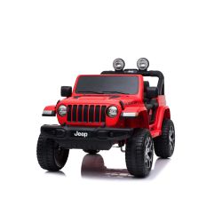Dječji auto na akumulator JEEP Wrangler, crveni, duplo kožno sjedalo, jednosjed, radio s Bluetooth i USB ulazom, 4x4 pogon, Litijeva baterija, EVA kotači, ovjes osovina, 2.4 GHz daljinsko upravljanje, licencirani