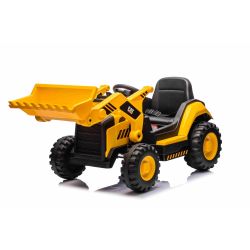 Licencirani Caterpillar električni bager s nagibnom žlicom, jedno sjedalo, žuta boja, USB ulaz na MP3 playeru, stražnji pogon s 2 x 30W motora i litijevom baterijom