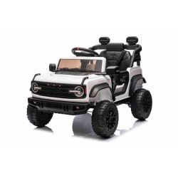 Električni automobil igračka Ford Bronco s pogonom na stražnje kotače s dozvolom (Jedno sjedalo), bijeli, Litijska baterija, Visoka šasija, široko sjedalo, Ovjes stražnje osovine, 2,4 GHz Daljinski upravljač, MP3 player s USB ulazom, LED svjetla
