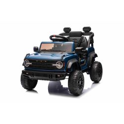 Električni automobil igračka Ford Bronco s pogonom na stražnje kotače s dozvolom (Jedno sjedalo), plavi, Litijska baterija, Visoka šasija, široko sjedalo, Ovjes stražnje osovine, 2,4 GHz Daljinski upravljač, MP3 player s USB ulazom, LED svjetla