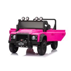 Električni autić Land Rover Defender 110 SVX 12V, roza, 4X4 pogon, LED svjetla, ovjes prednjih i stražnjih kotača, 2.4 GHz daljinski upravljač, USB/Aux ulaz, Bluetooth, litijeva baterija, 4 X 25W motor, ORIGINALNA registracija