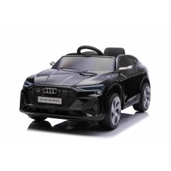 Električni autić Audi E-tron Sportback 12V, crni, široko jednosjedno sjedalo s pojasom u tri točke, 2.4 GHz daljinski upravljač, USB/AUX ulaz, ovjes, litijeva baterija, LED svjetla, 2 X 25W motor, ORIGINALNA registracija
