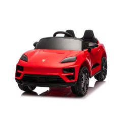 Električni autić Porsche Macan 12V sa stražnjim pogonom i registracijom (jedno sjedalo), crveni, litijeva baterija, široko sjedalo, ovjesne osovine, 2,4 GHz daljinski upravljač, MP3 player s USB/AUX ulazom, LED svjetla