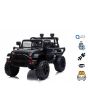 Dječji auto na akumulator OFFROAD s pogonom na zadnjim kotačima, crni, 12V baterija, visoko podvozje, široko sjedalo, ovjes osovina, 2,4 GHz daljinsko upravljanje, MP3 uređaj s USB/SD ulazima, LED svjetla