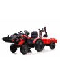 Dječji traktor na akumulator TOP-WORKER 12V s grabilicama i prikolicom, jednosjed, crveni, mekano PU sjedalo, daljinski upravljač, MP3 player s USB ulazom, stražnji pogon, 2 x 45W motor, EVA kotači, baterija 12V / 10Ah