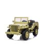 Dječji auto na akumulator USA ARMY 4x4, s tri sjedala, MP3 uređaj s USB / SD ulazom, ovjes na svim kotačima, LED svjetla, preklopni vjetrobran, 12V14AH baterija, EVA kotači, kožna sjedala, 2,4 GHz daljinski upravljač, 4x4 pogon