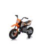 Električni motocikl MOTOCROSS, narančasti, 12V baterija, EVA mekani kotači, kožno sjedalo, 2 x 25W motor, ovjes, metalni okvir, MP3 player s Bluetoothom, pomoćni kotači