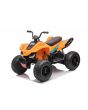 Licencirani električni četverocikl McLaren Racing MCL 12V 4X4, narančasti, mekani EVA kotači, DALJINSKI UPRAVLJAČ, kožno sjedalo, opružna stražnja osovina, 4 x 35W motor, LED svjetla, baterija 12V10Ah