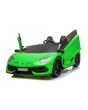 Dječji auto na akumulator Lamborghini Aventador 24V, zeleni lakirani, MP4, PU sjedala, vrata na okomito otvaranje, 2 x 45W motor, dalj. upravljač 2,4 Ghz, 24V baterija, osvijetljeni kotači, mekani EVA kotači, ovjes, lagani start, licencirani