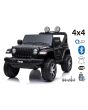 Dječji auto na akumulator JEEP Wrangler, crni, duplo kožno sjedalo, jednosjed, radio s Bluetooth i USB ulazom, 4x4 pogon, 12V10Ah Baterija, EVA kotači, ovjes osovina, 2.4 GHz daljinsko upravljanje, licencirani