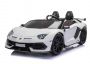 Dječji auto na akumulator Lamborghini Aventador 12V, bijeli, vrata na okomito otvaranje, 2 x 12V motor, 12V baterija, daljinsko upravljanje 2,4 Ghz, mekani EVA kotači, ovjes, lagani start, Mp3 uređaj s USB ulazom, originalna licenca 