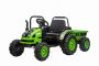 Dječji traktor na akumulator POWER s prikolicom, zeleni, pogon na stražnjim kotačima, 12V baterija, plastični kotači, široko sjedalo, 2,4 GHz daljinski upravljač, jednosjed, MP3 uređaj, LED svjetla