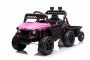 Dječji auto na akumulator RSX SMALL s prikolicom, pink, pogon na stražnjim kotačima, 12V baterija, daljinski upravljač od 2,4 GHz, MP3 uređaj s USB/Aux ulazom, LED svjetla