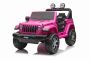 Dječji auto na akumulator JEEP Wrangler, Ružičasta, duplo kožno sjedalo, jednosjed, radio s Bluetooth i USB ulazom, 4x4 pogon, Litijeva baterija, EVA kotači, ovjes osovina, 2.4 GHz daljinsko upravljanje, licencirani