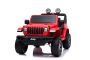 Dječji auto na akumulator JEEP Wrangler, crveni, duplo kožno sjedalo, jednosjed, radio s Bluetooth i USB ulazom, 4x4 pogon, Litijeva baterija, EVA kotači, ovjes osovina, 2.4 GHz daljinsko upravljanje, licencirani