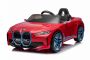 BMW i4 električni auto, Crvena, 2.4 GHz daljinski upravljač, USB / AUX / Bluetooth veza, ovjes, 12V baterija, LED svjetla, 2 X MOTOR, ORIGINALNA licenca