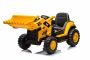 Licencirani Caterpillar električni bager s nagibnom žlicom, jedno sjedalo, žuta boja, USB ulaz na MP3 playeru, stražnji pogon s 2 x 30W motora i litijevom baterijom