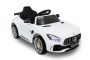 Dječji auto na akumulator Mercedes-Benz GTR, bijeli, originalna licenca, na akumulator, vrata na otvaranje, kožno sjedalo, 2x motor, 12 V baterija, 2.4 Ghz daljinsko upravljanje, mekani EVA kotači, lagani start