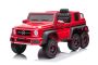 Električni autić Mercedes-Benz G63 AMG 6X6, Jednosjed, crveni, 6 kotača s neovisnim ovjesom, Pogon 4 x 45W, 12V10AH baterija, Plastični kotači i sjedalo, Daljinski upravljač, Licencirano