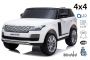 Električni dječji automobil Range Rover, bijeli, dva kožna sjedala, LCD zaslon s USB ulazom, 4x4 pogon, 2x 12V7Ah baterija, EVA kotači, ovjes osovina, paljenje na ključ, 2.4 GHz Bluetooth daljinski upravljač