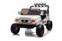 Električni autić Toyota FJ Cruiser XXL s 4x4 pogonom, licenciran (dvosjed), bijeli, prijenosna litijeva baterija, visoka šasija, dva sjedala, stražnja ovjesna osovina, 2,4 GHz daljinski upravljač, MP3 player s Bluetoothom, LED svjetla
