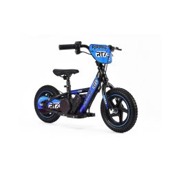 Dječji električni izbacivač RIRIBIKE RTX3 24V (12"), plavi, Litijeva baterija, 100W motor, Disk kočnica, Podesivo mekano PU sjedalo