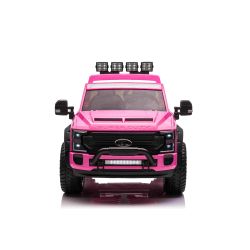 Dječji auto na akumulator Ford Super Duty 24V pink, dvosjed, 4x4 pogon s 24V motorima visokih performansi, dvostruki stražnji EVA kotači, daljinski upravljač 2,4 GHz, LED svjetlosna rampa, MP3 player s USB ulazom, ORIGINALNA licenca