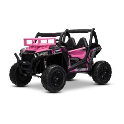 Dječji auto na akumulator UTV 24V, Roza, dvosjed, 2 x 200 W motor, Litijeva baterija, EVA kotači, ovjes osovine, električna kočnica, tapecirano sjedalo, 2.4 GHz daljinski upravljač, USB, AUX