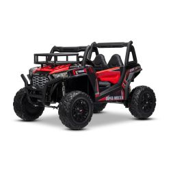 Dječji auto na akumulator UTV 24V, crveni, dvosjed, 2 x 200 W motor, Litijeva baterija, EVA kotači, ovjes osovine, električna kočnica, tapecirano sjedalo, 2.4 GHz daljinski upravljač, USB, AUX