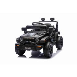 Električni autić OFFROAD NOVO s pogonom na stražnje kotače, crni, litijska baterija, visoka šasija, široko sjedalo, ovjesne osovine, 2,4 GHz daljinski upravljač, LED svjetla