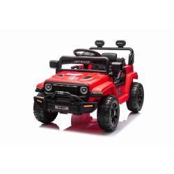Električni autić OFFROAD NOVO s pogonom na stražnje kotače, crveni, Litijska baterija, Visoka šasija, široko sjedalo, Ovjesne osovine, 2,4 GHz Daljinski upravljač, LED svjetla