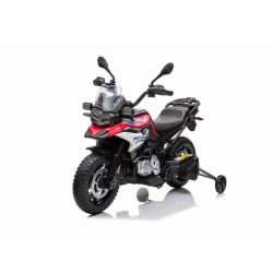 Električni motocikl BMW F850 GS, Licencirani, 12V baterija, EVA mekani kotači, 2 x 35W motor, LED svjetla, Pomoćni kotači, crveni