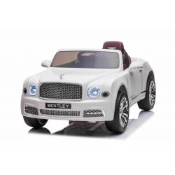  Dječji auto na akumulator Bentley Mulsanne 12V, bijeli, sjedalo od umjetne kože, daljinski upravljač 2,4 GHz, Eva kotači, USB / Aux ulaz, ovjes, 12V / 7Ah baterija, LED svjetla, mekani EVA kotači, 2 X 35W motor, ORIGINALNA licenca