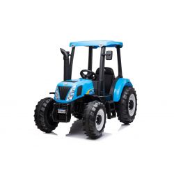 Dječji traktor na akumulator NEW HOLLAND-T7 12V, plavi, jednosjed, kožno sjedalo, MP3 player s USB ulazom, stražnji pogon, motor 2 x 35W, EVA kotači, daljinski upravljač 2,4 GHz, originalna licenca
