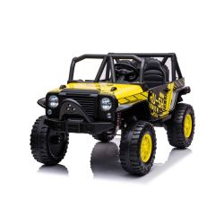 Dječji auto na akumulator Raptor XXL 24V, žuta, 4 x 50W motori, EVA kotači, električna kočnica, sjedala od umjetne kože, ovjes osovina, MP3 Player, USB, AUX ulaz, LED svjetla