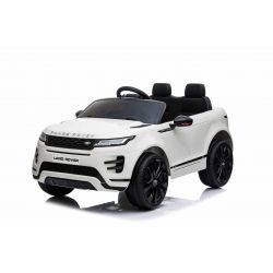 Dječji auto na akumulator Range Rover EVOQUE, jednosjed, bijeli, kožno sjedalo, MP3 player s ulazom za USB/SD kartice, pogon 4x4, baterija 12V10AH, EVA kotači, stražnji ovjes, ključ s 3 položaja, 2,4 GHz Bluetooth daljinski upravljač, licencirani
