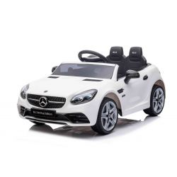 Dječji auto na akumulator Mercedes-Benz SLC 12V, bijeli, sjedalo od skaja, 2,4 GHz daljinski upravljač, USB/AUX ulaz, stražnji ovjes, LED svjetla, mekani EVA kotači, 2x 30W motor, ORIGINALNA licenca