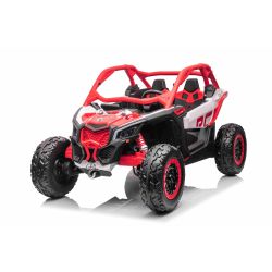 Can-am Maverick električni auto, crvena, dvosjed, prednji i stražnji ovjes, 2,4 Ghz daljinski upravljač, prijenosna baterija, 4 x 35W motora, EVA kotači, kožna sjedala, MP3 player s USB/SD ulazom, Licencirano