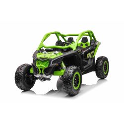 Can-am Maverick električni auto, zelena, dvosjed, prednji ovjes, 2,4 Ghz daljinski upravljač, prijenosna baterija, 4 x 35W motora, EVA kotači, kožna sjedala, MP3 player s USB/SD ulazom, Licencirano