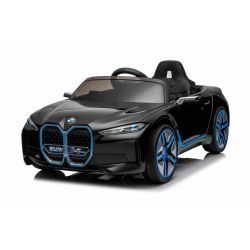 BMW i4 električni auto, crni, 2.4 GHz daljinski upravljač, USB / AUX / Bluetooth veza, ovjes, 12V baterija, LED svjetla, 2 X MOTOR, ORIGINALNA licenca