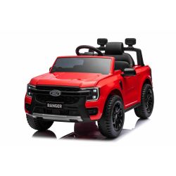 Električni autić FORD Ranger 12V, crveni, Kožno sjedalo, 2,4 GHz daljinski upravljač, Bluetooth / USB ulaz, Ovjes, 12V baterija, Plastični kotači, 2 X 30W MOTOR, ORIGINALNA licenca