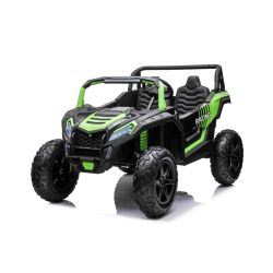 Električni automobil UTV XXL 24V, zeleni, dvosjed, motori snage 180 W, gumeni kotači na napuhavanje, amortizirane stražnje osovine, disk kočnica, tapecirano sjedalo, podesivi volan, bluetooth, MP3 uređaj s USB ulazom