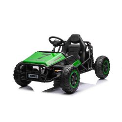 Električni karting SPORT-KART 24V, zeleni, EVA kotači, kožno sjedalo, 2 x 50W motor, 24V baterija, masivna metalna konstrukcija